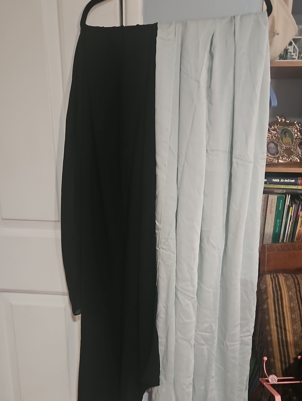 Two-Tone Black and Light Blue Panel Dress - Elegant Colorblock Design